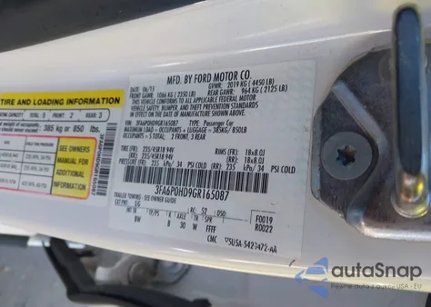 2016 Ford Fusion Se из США, поврежденный, VIN 3FA6P0HD9GR165087